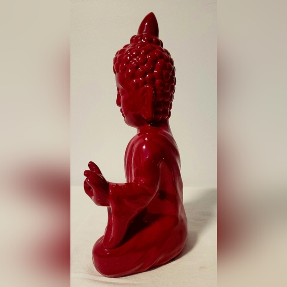 Beautiful decorative Statue in red ceramic of Shakyamuni Buddha in meditation - Picture 4 of 12